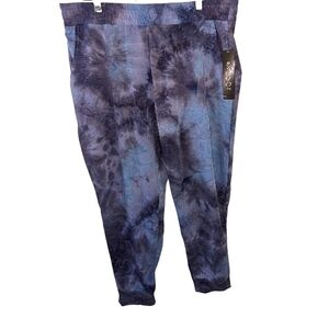 VOGO CURVY WOMEN'S INDIGO/PURPLE TIE-DIE JOGGER PANTS SIZE 1X